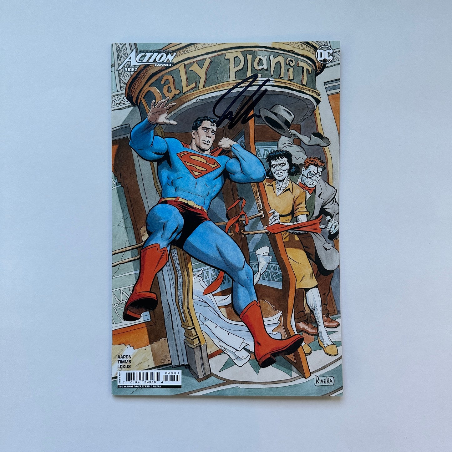 ACTION COMICS #1062 CVR F INC 1:50 PAOLO RIVERA CARD STOCK VAR- SIGNED BY JASON AARON