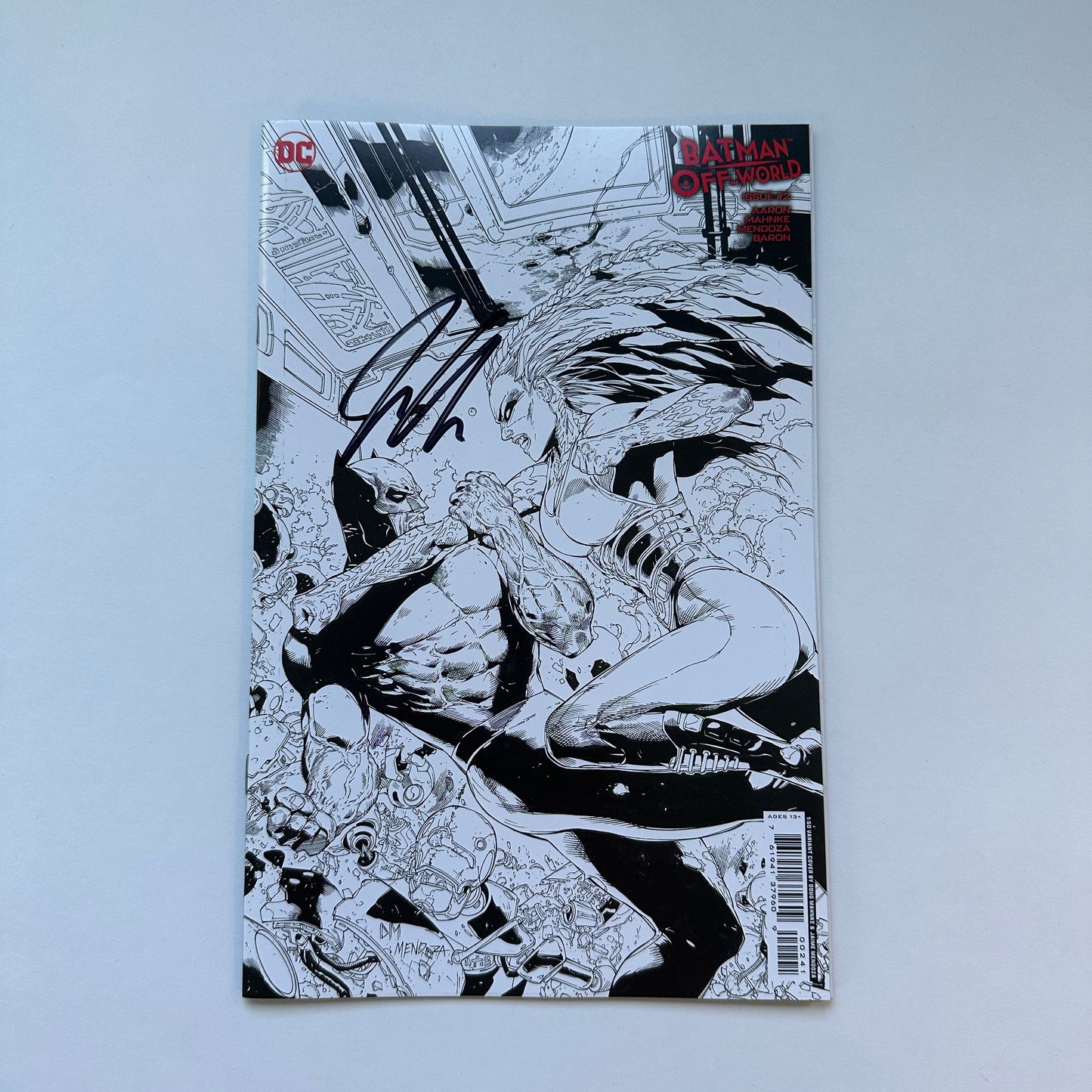 BATMAN OFF-WORLD #2 (OF 6) CVR D INC 1:50 DOUGH MAHNKE & JAIME MENDOZA B&W CARD STOCK VAR- SIGNED BY JASON AARON